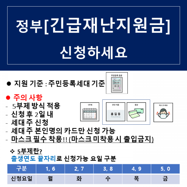긴급재난지원금 신청하세요