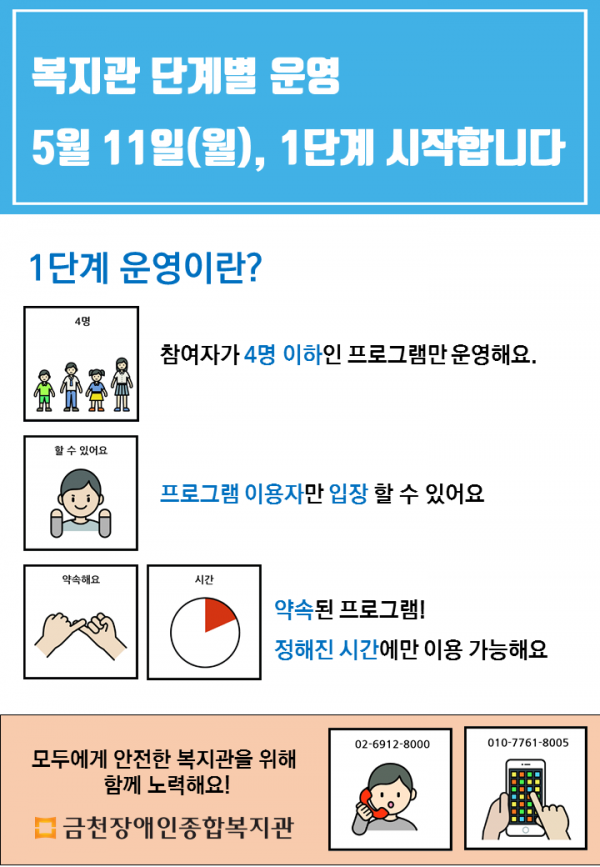 복지관 단계별 운영 시작 안내문
