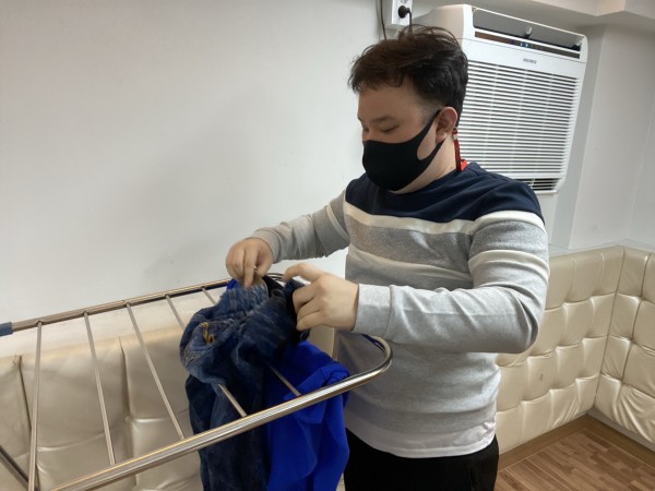 빨래를 말리는 모습