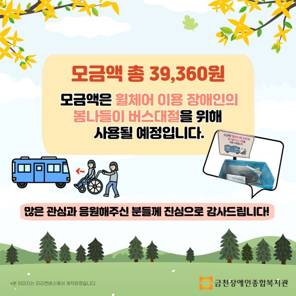모금 결과 및 모금액 사용예정 안내