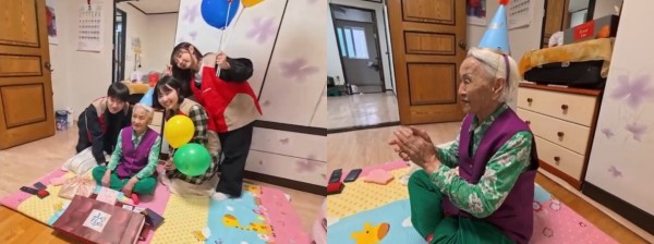 생일축하 후 사진찍는 모습