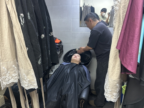 머리감기 시범모습