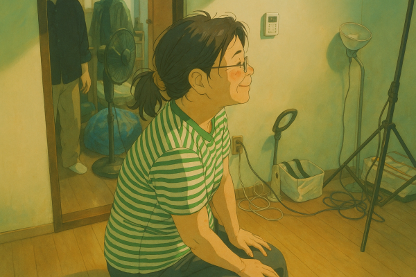 청결한 집에서 열심히 인터뷰를 참여하고 있는 당사자 모습 사진