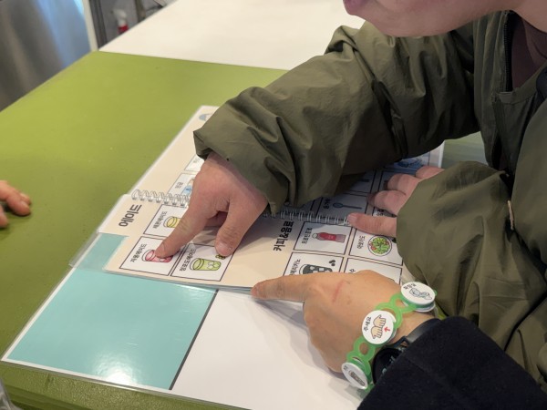 손가락으로 메뉴를 가리키는 모습