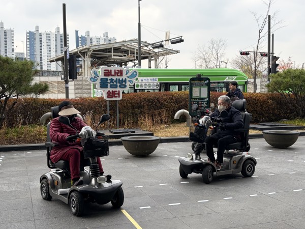 T자 코스에서 연습하는 모습