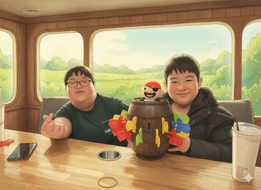 해적룰렛을 하고 있는 모습