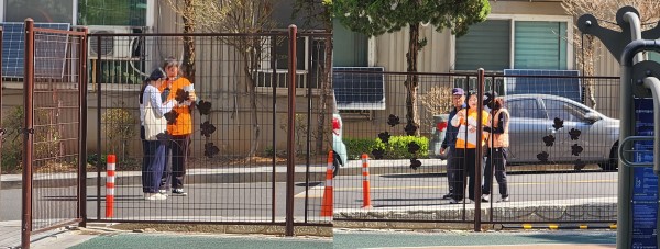 주민들께 적극적으로 홍보하고 있는 신입직원들의 모습